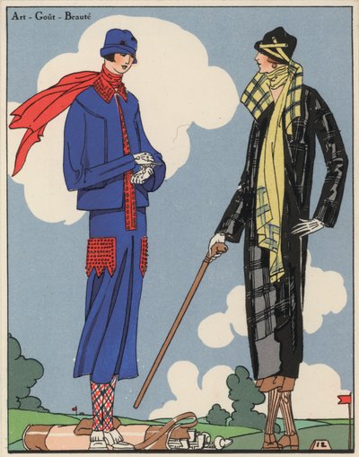 Golfmode für Damen aus den 1920er Jahren von den Designern Martial und Armand sowie Christoph Drecoll von French School