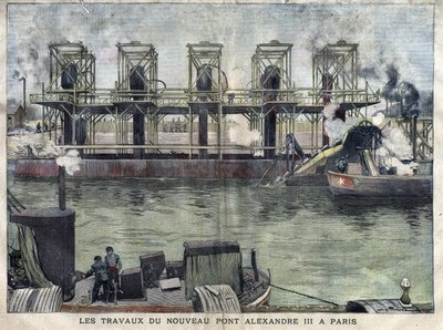 Arbeiten in Paris an der Pont Alexandre III. Gravur von April 1898 in 