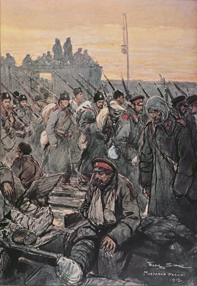 Verwundete bulgarische Soldaten während der Balkankampagnen 1912-13 von French School