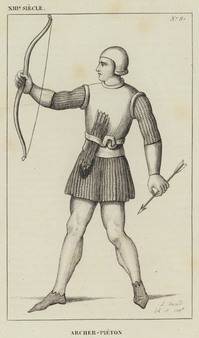 XIII Jahrhundert, Bogenschütze zu Fuß von French School