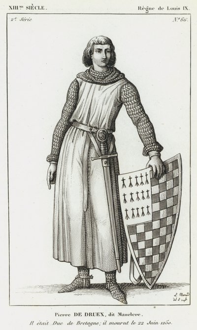 XIII Jahrhundert, Herrschaft von Ludwig IX., Pierre de Druex, genannt Mauclere, Er war Herzog der Bretagne; er starb am 22. Juni 1250 von French School