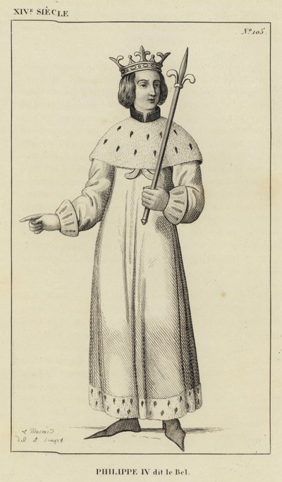 14. Jahrhundert, Philipp IV. genannt der Schöne (Gravur) von French School