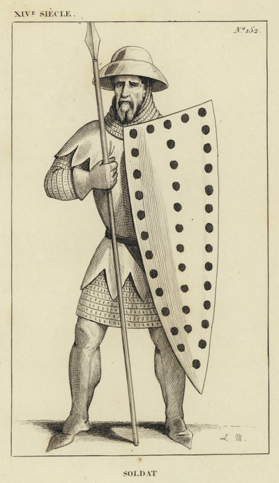 14. Jahrhundert, Soldat (Gravur) von French School