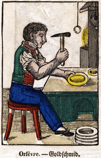 Gold; Serie über Handwerke (Bild des 19. Jahrhunderts) von French School