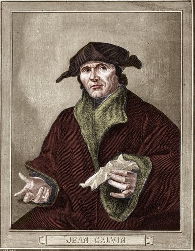 Porträt von Jean Calvin, französischer Religionsreformer und Schriftsteller. von French School
