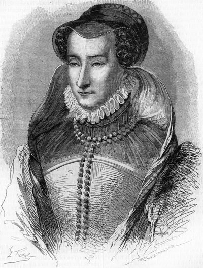 Porträt von Jeanne III. von Albret (1528-1572), Mutter von König Heinrich IV. und Ehefrau von Antoine de Bourbon. In „Histoire Populaire de la France“, ca. 1885. Gravur. von French School