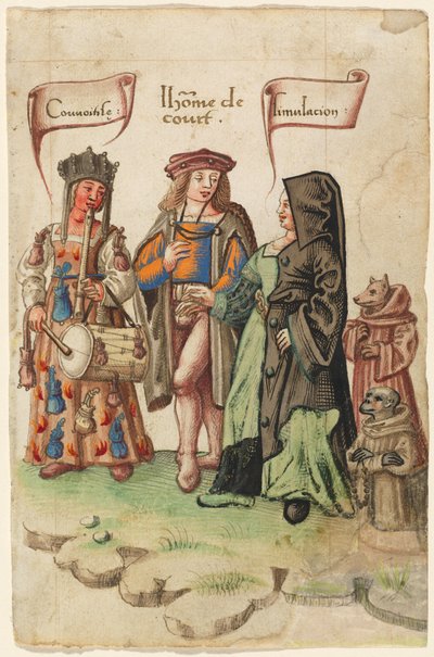 Ein Höfling zwischen Habgier und Verstellung [fol. 14 recto] von French early 16th Century