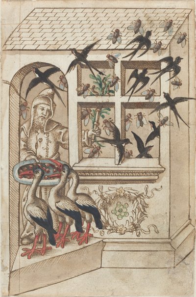 "Haben Sie keine Schwalben unter demselben Dach" [fol. 40 recto] von French early 16th Century