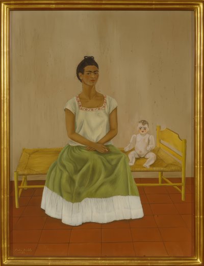 Selbstporträt mit Bett von Frida Kahlo