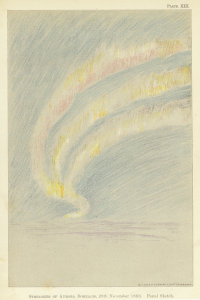 Ströme des Nordlichts, 28. November 1893 (Pastellskizze) von Fridtjof Nansen
