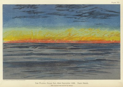 Der schwindende Polartag, 22. September 1893, Pastellskizze (Farblithografie) von Fridtjof Nansen