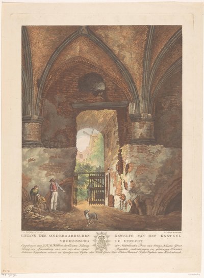 Gezicht vanuit het onderaards gewelf van kasteel Vredenburg in Utrecht von Friedrich Christoph Dietrich