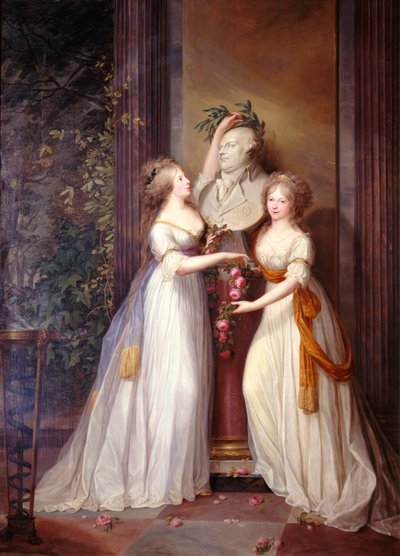 Luise und Friederike an der Büste Friedrich Wilhelms II von Friedrich Georg Weitsch