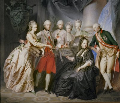 Kaiserin Maria Theresia umgeben von ihren Kindern in Witwentracht nach dem Tod ihres Mannes, Kaiser Franz Stephan von Friedrich Heinrich Fuger