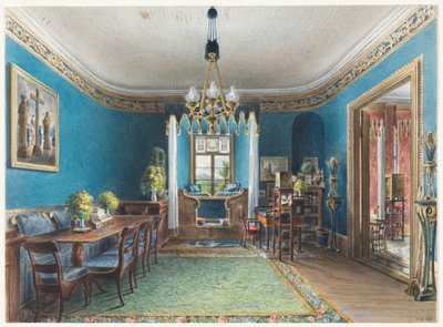 Das Blaue Zimmer, Schloss Fischbach, 1846 von Friedrich Wilhelm Klose