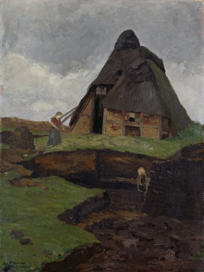 Mire Cottage mit Kind von Fritz Overbeck