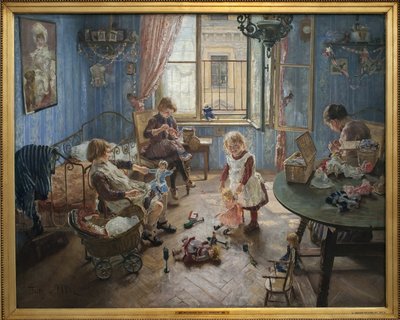 Kindergarten. Gemälde von Fritz von Uhde (1848-1911), Öl auf Leinwand von Fritz von Uhde