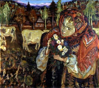 Junges Mädchen mit Blumen von Fryderyck Pautsch