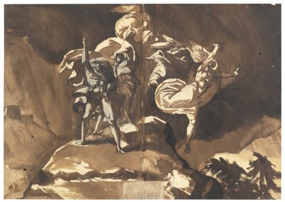 Die Hexen schweben über Macbeth und Banquo von Füssli
