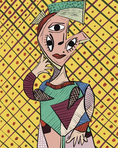 Lebendiges Kubistisches Porträt von GIovanna Gil Alves