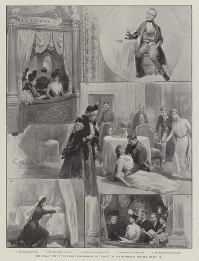 Der königliche Besuch bei der einzigartigen Aufführung von Caste im Haymarket Theatre, 18. März von G.S. Amato