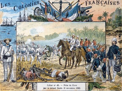 Die Belagerung von Kana durch General Alfred-Amedee Dodds (1842-1922) am 6. November 1892, graviert von L. Geisler von G. Dascher