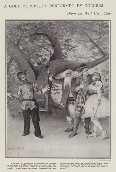 Eine Golf-Burleske, aufgeführt von Golfern beim jährlichen Abendessen des West Herts Clubs von G. Grenville Manton