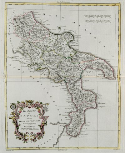 Königreich Neapel, aufgeteilt in seine Provinzen, Gravur von G. Zuliani aus Band II des "Neuesten Atlas" veröffentlicht in Venedig 1781 von Antonio Zatta, Private Sammlung von G. Zuliani