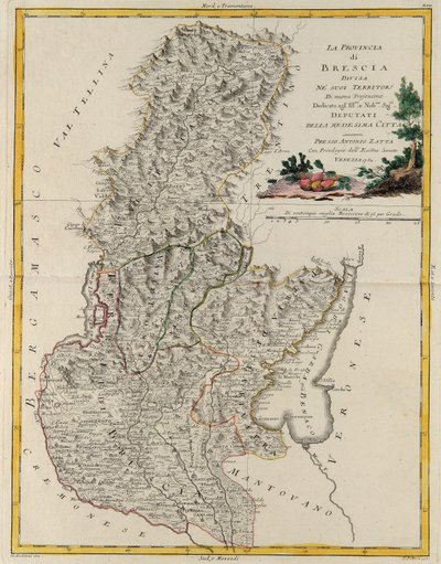 Landgebiet des Staates Veneto: Brescia, Stich von G. Zuliani aus Band II des "Neuesten Atlas" veröffentlicht in Venedig 1783 von Antonio Zatta, Privatsammlung von G. Zuliani