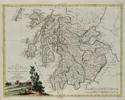 Südliches Schottland, aufgeteilt in seine Grafschaften, Gravur von G. Zuliani aus Band I des "Neuesten Atlas" veröffentlicht in Venedig 1779 von Antonio Zatta, Private Sammlung von G. Zuliani