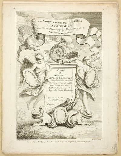 Figur (recto und verso), aus Premier livre de figures d’Academies gravées en Partie par les Professeurs de l’Académie Royale von Gabriel Huquier