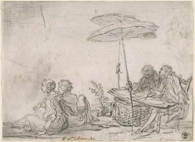 Zeichner im Freien von Gabriel Jacques de Saint Aubin