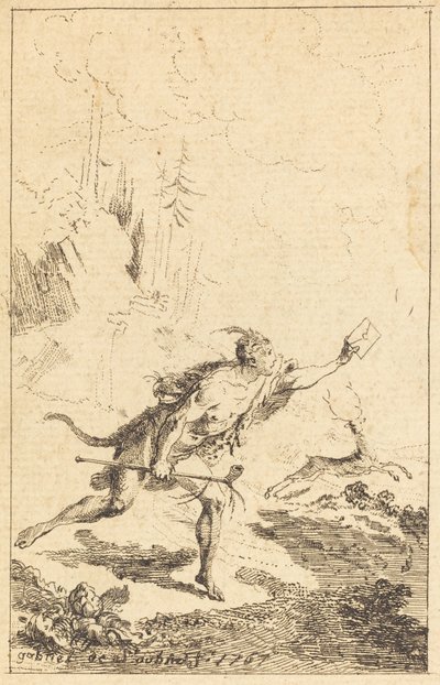 Gesandter an M. de Saint-Denis von M. de Belle-Isle, Gefangener [links] von Gabriel Jacques de Saint Aubin
