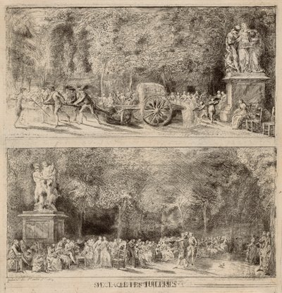 Szenen aus den Tuilerien: Die Stühle und der Wasserwagen von Gabriel Jacques de Saint Aubin