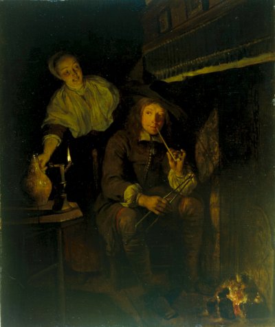 Der Raucher am Kamin von Gabriel Metsu