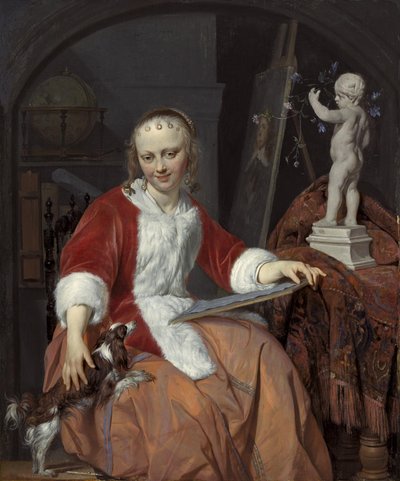 Porträt von Isabella de Wolff (....-1718) als Künstlerin von Gabriel Metsu