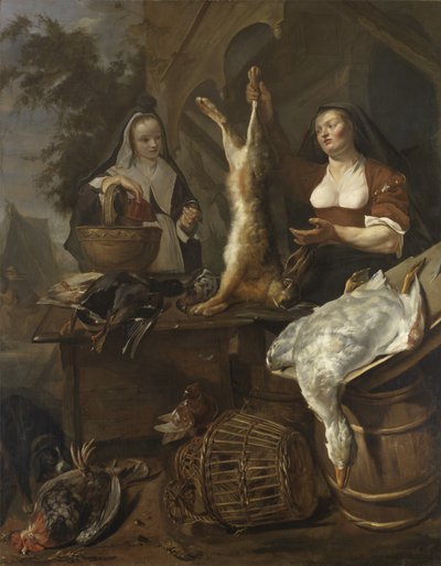 Frau verkauft Wild auf einem Stand von Gabriel Metsu