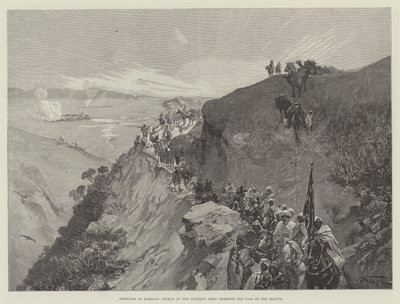 Skizzen in Marokko, Marsch der Armee des Sultans durch den Pass von Mlouia von Gabriel Nicolet