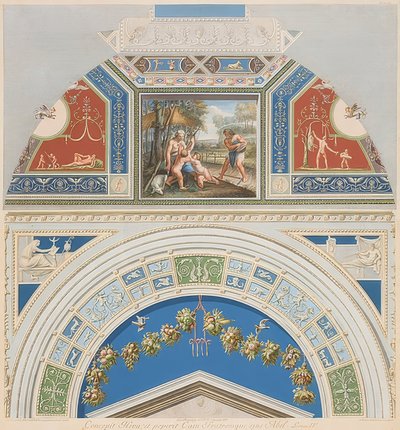 Lünette und Gewölbefeld mit Adam und Eva bei der Arbeit von Gaetano Savorelli