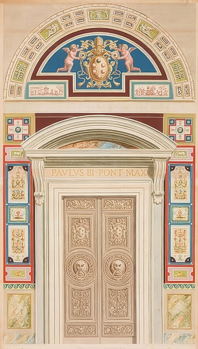 Tür, Rahmung und Lünette von Loggia XIII von Gaetano Savorelli