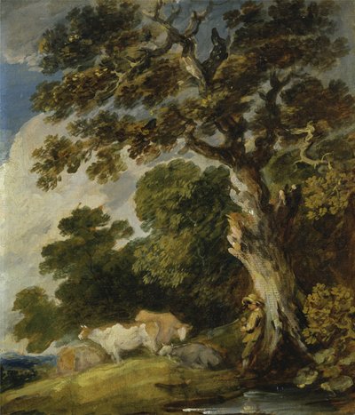Eine bewaldete Landschaft mit Vieh und Hirten von Gainsborough Dupont