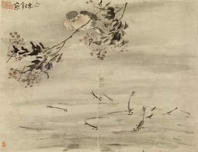 Vogel beobachtet Fische von Gao Qipei