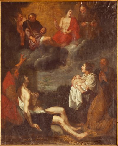 Pfarrkirche (Sint-Pieterskerk). Innenraum. Südschiff. Der Altar. Die Geburt Christi. Zugeschrieben G De Craeyer. 17. Jahrhundert von Gaspar De Crayer