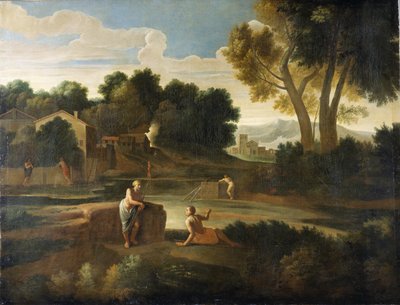 Klassische Landschaft mit Figuren von Gaspard Poussin Dughet