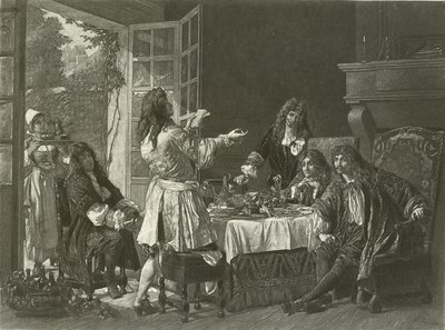 Ein Abendessen im Haus von Molière in Anteuil (Gravur) von Gaston Melingue