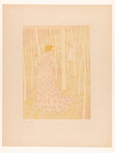 Frauen auf der Jagd in einem Wald von Gaston de Latenay (signed by artist)