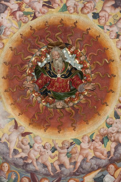 Detail der Himmelfahrt der seligen Jungfrau, bekannt als "Der Chor der musizierenden Engel", Kuppel des Querschiffs, aus 1534 (Fresko) von Gaudenzio Ferrari