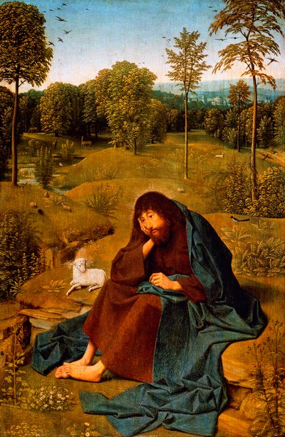 Johannes der Täufer in der Wildnis, Gemälde von Geertgen tot Sint Jans, Tafel, Niederlande von Geertgen Tot sint Jans