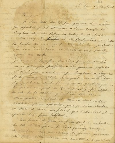 Brief von Rosalie Saugrain an P. R. Bureau von Genevieve Rosalie Michau Saugrain