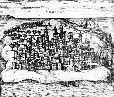Ansicht von Mombasa, aus Georg Brauns Civitates orbis terrarum (Detail) von Georg Braun und Franz Hogenberg
